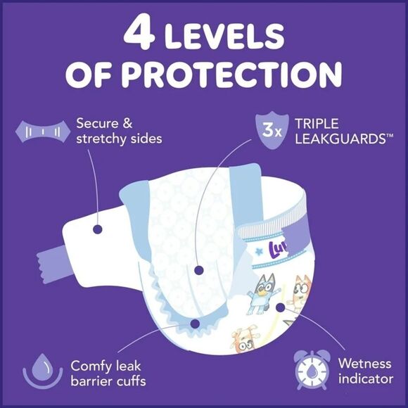 Luvs Diapers Platinum Protection Size N Bluey Baby Diaper 38 Count 2 Bags HB - Picture 3 of 9